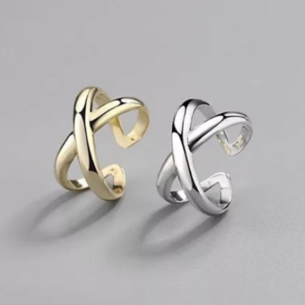 NEW 925 Sterling Silver Adjustable Criss Cross X Ring